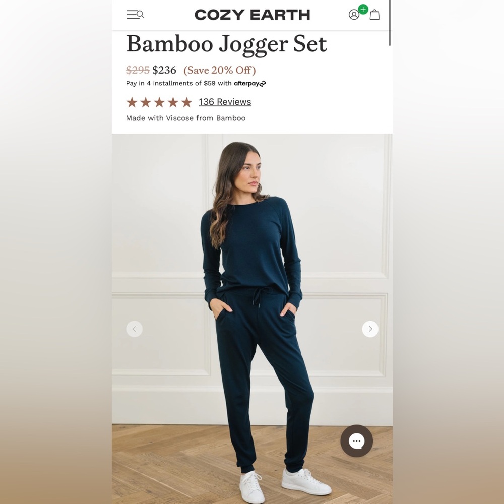 Cozy Earth Bamboo Jogger Set - Navy, Large